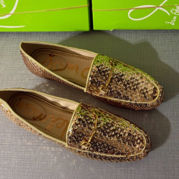 Sam Edelman Loraine Bit Loafer in Gold Sequin MSRP$190 Elegant & Chic - Picture 11 of 16